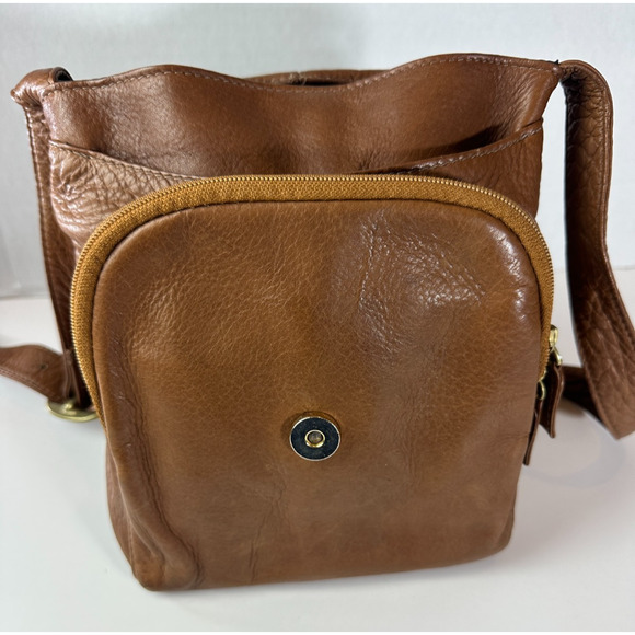 Hobo International Brown Leather Fold Over Flap Shoulder Bag Crossbody Purse - Picture 5 of 16